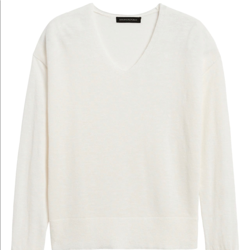 Banana Republic Relaxed Linen-Blend Sweater WHITE
